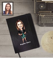 Kişiye Özel Öğretmen Karikatürlü Siyah Defter Bayan-7
