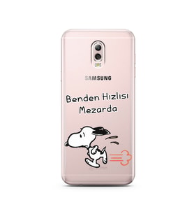 Snoopy Tasarımlı Süper Şeffaf Silikon Telefon Kılıfı Samsung C8 