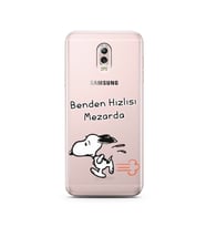 Snoopy Tasarımlı Süper Şeffaf Silikon Telefon Kılıfı Samsung C8 