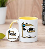 İnşaat Mühendisi Sarı Kupa Bardak Ve Anahtarlık Set