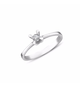 0,08Ct Pırlanta Tektaş Yüzük-14k (Beyaz)