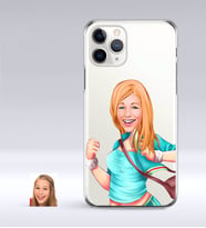 BK Gift Kişiye Özel Kadın Karikatürlü iPhone 11 Pro İnce Şeffaf Silikon Telefon Kapağı-52 (Beyaz)