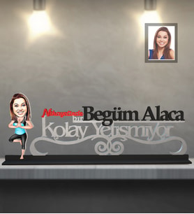 Kişiye Özel Sporcu Karikatürlü Kolay Yetişmiyor Ahşap Biblo Bayan-3