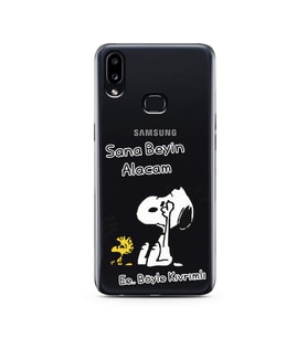 Snoopy Tasarımlı Süper Şeffaf Silikon Telefon Kılıfı Samsung A10s