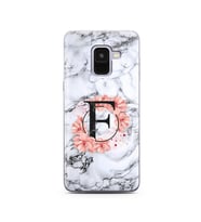 Mermer Çiçekli Harf Tasarım Süper Şeffaf Silikon Telefon Kılıfı Samsung A8 (2018