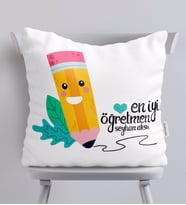 BK Gift Kişiye Özel En İyi Öğretmen Beyaz Yastık-10