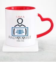 BK Gift Kişiye Özel Mesleki Radyolojist Kırmızı Kalpli Kupa Bardak