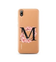 Pembe Çiçekli Harf Tasarım Süper Şeffaf Silikon Telefon Kılıfı Huawei Y5 2019 M-