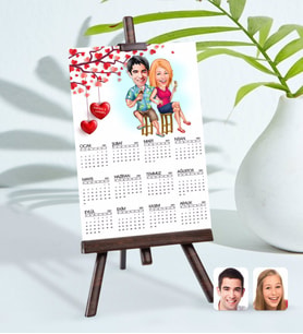 BK Gift Kişiye Özel 15x21 cm Fotoğraf Kartlı Sevgililer Karikatürlü Şövaleli 2024 Takvim -51 (Beyaz)