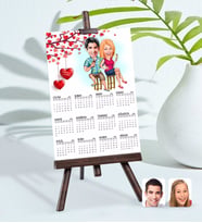 BK Gift Kişiye Özel 15x21 cm Fotoğraf Kartlı Sevgililer Karikatürlü Şövaleli 2024 Takvim -51 (Beyaz)