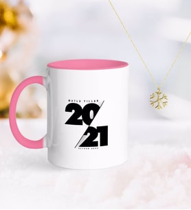 BK Gift Kişiye Özel 2024 Mutlu Yıllar Pembe Kupa ve Kar Tanesi Kolye-9 (Model 1)