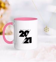 BK Gift Kişiye Özel 2024 Mutlu Yıllar Pembe Kupa ve Kar Tanesi Kolye-9 (Model 1)