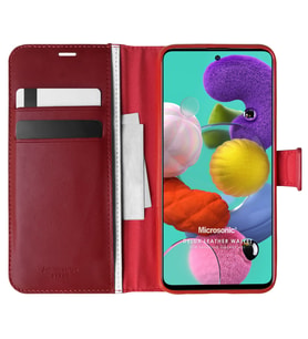 Microsonic Samsung Galaxy A51 Kılıf Delux Leather Wallet Kırmızı