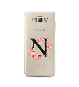 Pembe Çiçekli Harf Tasarım Süper Şeffaf Silikon Telefon Kılıfı Samsung A7 (2015)