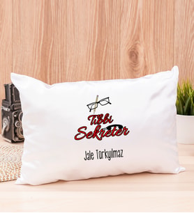 Tıbbi Sekreter Dikdörtgen Saten Yastık (Beyaz)