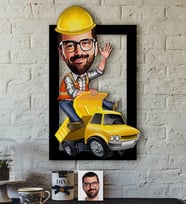 BK Gift Kişiye Özel Bay Yol Mühendisi Karikatürlü 3D Ahşap Tablo-1