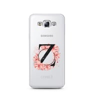 Pembe Çiçekli Harf Tasarım Süper Şeffaf Silikon Telefon Kılıfı Samsung E7 Z-Harf