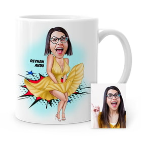 BK Gift Kişiye Özel Marilyn Monroe Karikatür Beyaz Kupa Bardak
