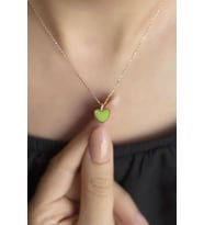 Kalp Mineli Gümüş Kolye -Rose