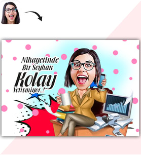 BK Gift Kişiye Özel Bayan Muhasebeci Karikatür Baskılı Yaş Pasta İçin Yenilebilir Şekerli Kağıt  1(Sadece Kağıt)