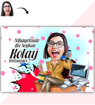 BK Gift Kişiye Özel Bayan Muhasebeci Karikatür Baskılı Yaş Pasta İçin Yenilebilir Şekerli Kağıt  1(Sadece Kağıt)