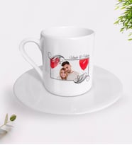 BK Gift Kişiye Özel İsimli Fotoğraflı Türk Kahvesi Fincanı-32 (Beyaz)