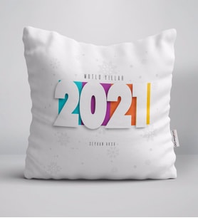 BK Gift Kişiye Özel 2024 Mutlu Yıllar Beyaz Yastık-5