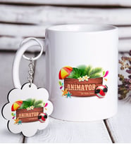 BK Gift Kişiye Özel Mesleki Animatör Beyaz Kupa ve Anahtarlık Hediye Seti-1 (Model 1)