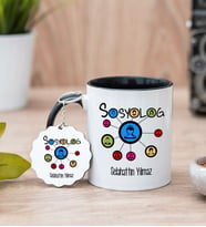 Sosyolog Siyah Kupa Bardak Ve Anahtarlık Set