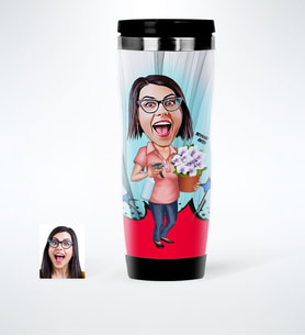 BK Gift Kişiye Özel Ev Hanımı Karikatürlü Çelik Termos Bardak  2