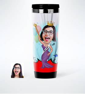 BK Gift Kişiye Özel Bayan Güzellik Kraliçesi Karikatürlü Çelik Termos Bardak  1