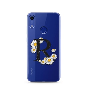 Papatya Harf Tasarım Süper Şeffaf Silikon Telefon Kılıfı Huawei Honor 8A R-Harfi