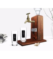 BK Gift Kişiye Özel Renkli Baskılı Atatürk Temalı İkili Rakı Bardağı ve Ahşap Rakı Standı Hediye Seti-30 (Model 1)
