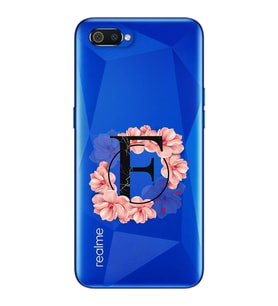 Pembe Çiçekli Harf Tasarım Süper Şeffaf Silikon Telefon Kılıfı Oppo Realmi C2 F-