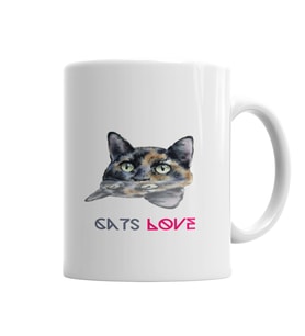 Cats Love Kedi Kupa Bardak Porselen
