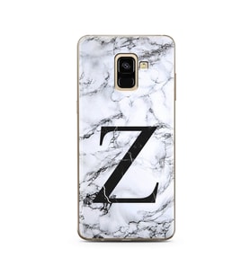 Samsung A8 Plus Beyaz Mermer Harf Tasarımlı Telefon Kılıfı Z-Harfi 