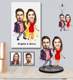 Kişiye Özel Sevgili Karikatürlü 3 lü Hediye Seti Model 6