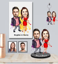 Kişiye Özel Sevgili Karikatürlü 3 lü Hediye Seti Model 6
