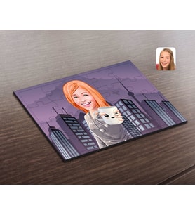 BK Gift Kişiye Özel Kadın Karikatürlü Ahşap Puzzle-104