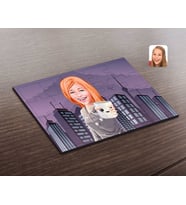 BK Gift Kişiye Özel Kadın Karikatürlü Ahşap Puzzle-104