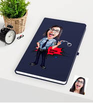 BK Gift Kişiye Özel Bayan Polis Karikatürlü Lacivert Defter