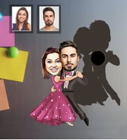 Kişiye Özel Sevgili Karikatürlü Ahşap Magnet Model 11