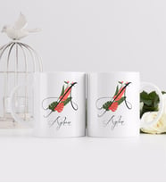 BK Gift Kişiye Özel Harf ve İsim Tasarımlı İkili Beyaz Kupa Bardak-5