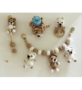 Amigurumi Ayıcık Organik Bebek Seti (Krem)