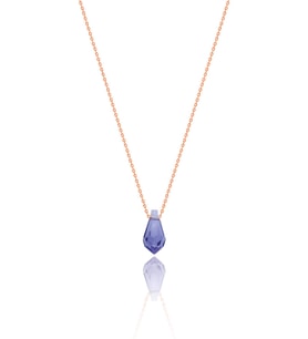 Tektaşlı Rose Gümüş Zincirli Bayan Kolyesi Ametist Taşlı Kolye UC-368 (Bronz)