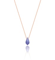 Tektaşlı Rose Gümüş Zincirli Bayan Kolyesi Ametist Taşlı Kolye UC-368 (Bronz)