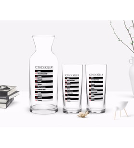 BK Gift Kişiye Özel Renkli Baskılı İçindekiler Tasarımlı İkili Rakı Bardağı ve Karaf Hediye Seti-1 (Model 1)