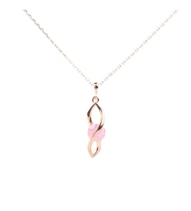 925 Ayar Gümüş Buzlu Pink Quartz Taşlı Sonsuzluk Model Kolye