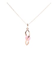 925 Ayar Gümüş Buzlu Pink Quartz Taşlı Sonsuzluk Model Kolye
