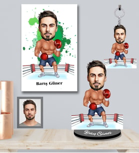 Kişiye Özel Sporcu Karikatürlü 3 lü Hediye Seti Bay-4